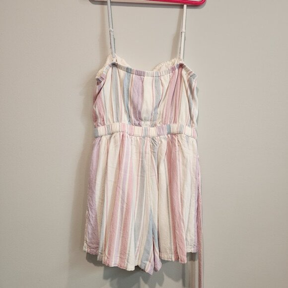 American Eagle Outfitters Blue and White Jumpsuit Relaxed Fit - Picture 2 of 13